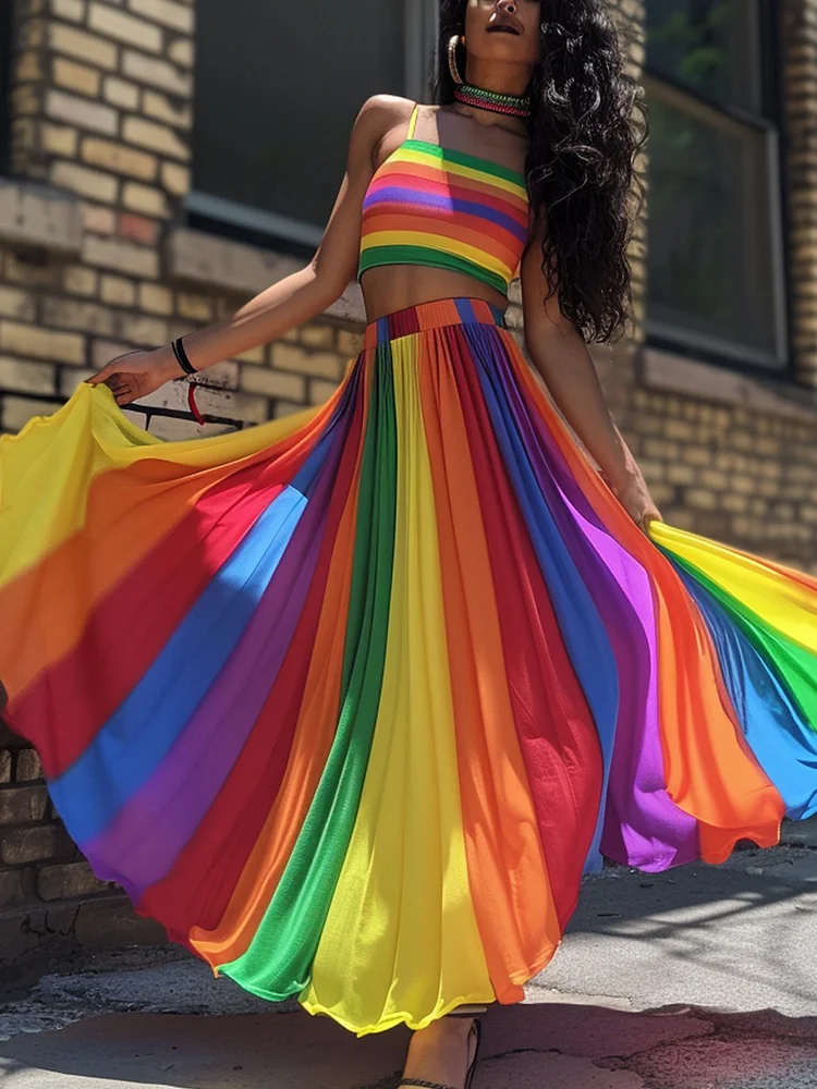 Women's Rainbow Gradient Art Skirt