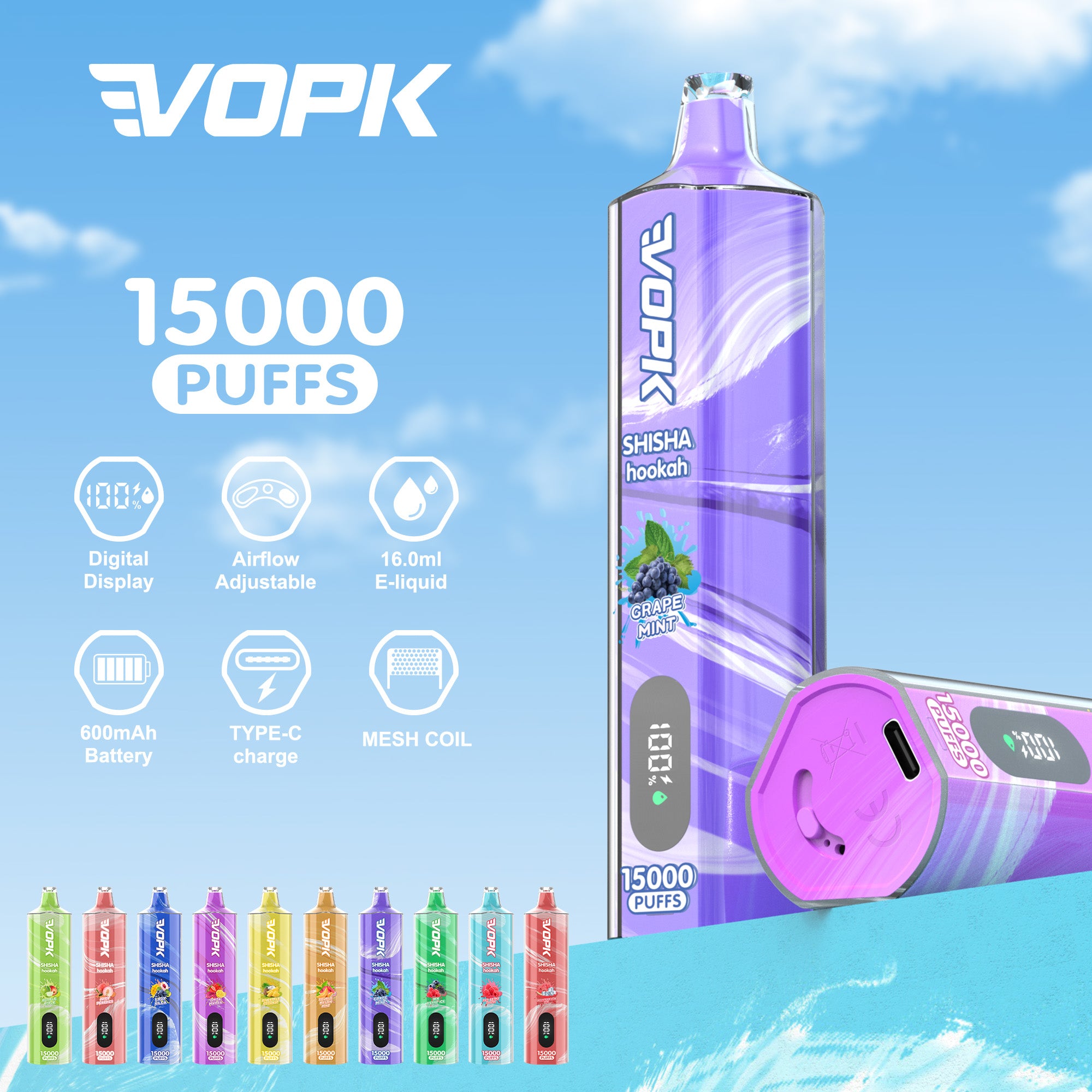 VOPK SHISHA Hookah 15000 Puffs Disposable Vape Wholesale VOPK OPVape