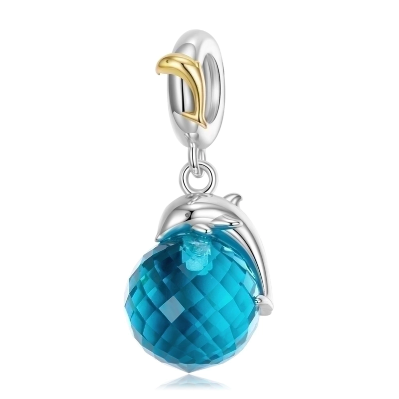 1 Piece 12.8*13.7mm Hole 3~3.9mm 925 Sterling Silver Zircon Dolphin Mermaid Shark Polished Pendant Jewelry Accessories