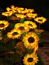 Solar Powered 3/6Head Sunflower Lights Smart Sensor Waterproof Landscape Lights Weather Proof Simulation Sunflower Decorative Lamp for Garden Lawn Courtyard Decor