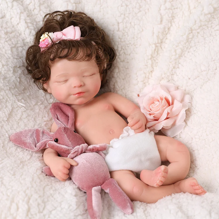 Babeside Ruby 12'' Full Silicone Reborn Baby Doll Lovely Girl with Pink Lace Dress