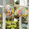 2Pcs Diamond Painting Flower Basket Diamond Art Pendant Wall Decor
