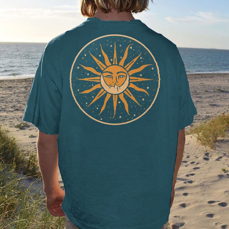 Men Fashion Art Sun Print T-shirt Lixishop 