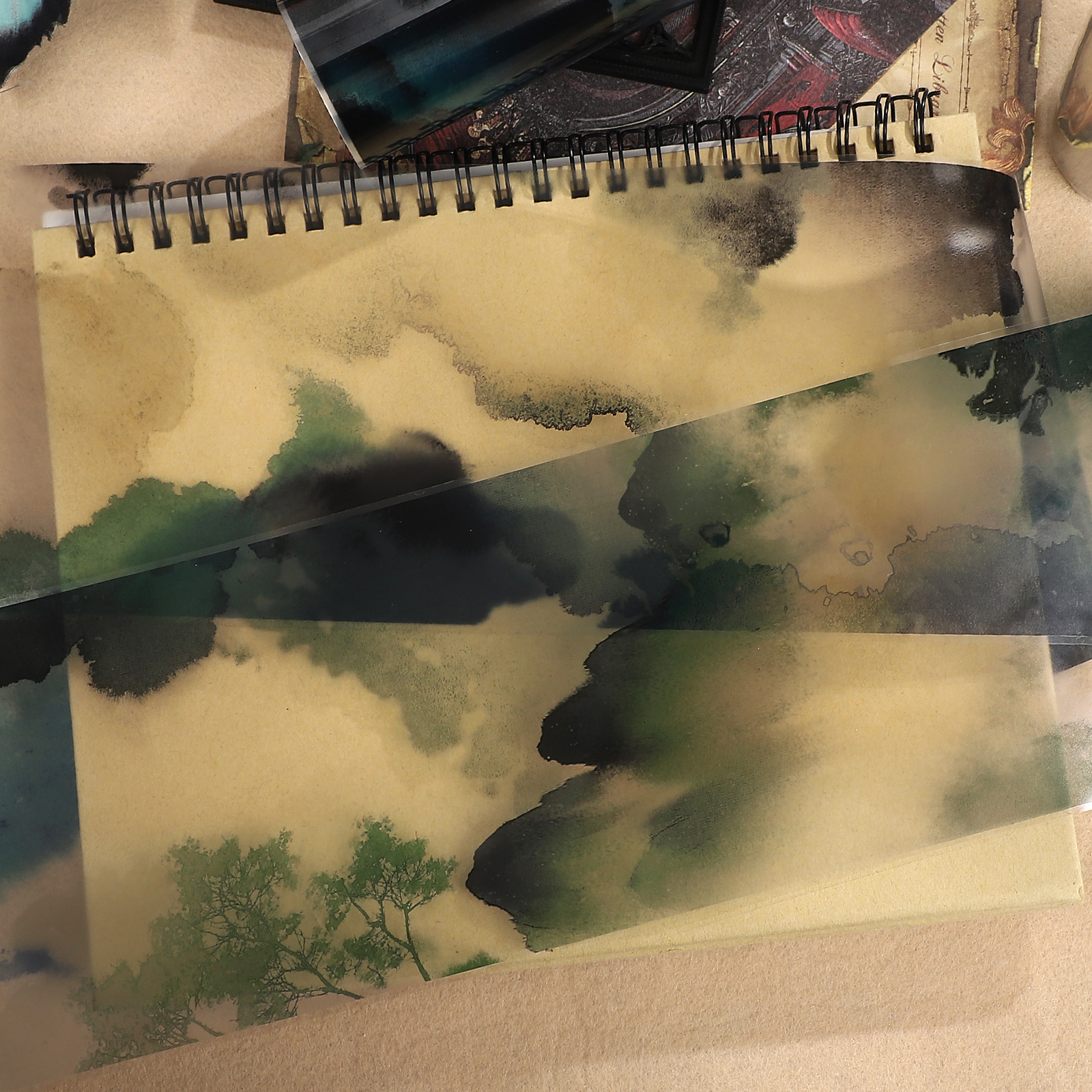 PET 테이프 - 103mm*6m 빈티지 잉크를 그림 얼룩에 튀기는 테이프