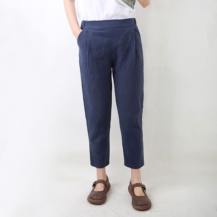 Linen Cropped Pants-ChouChouHome