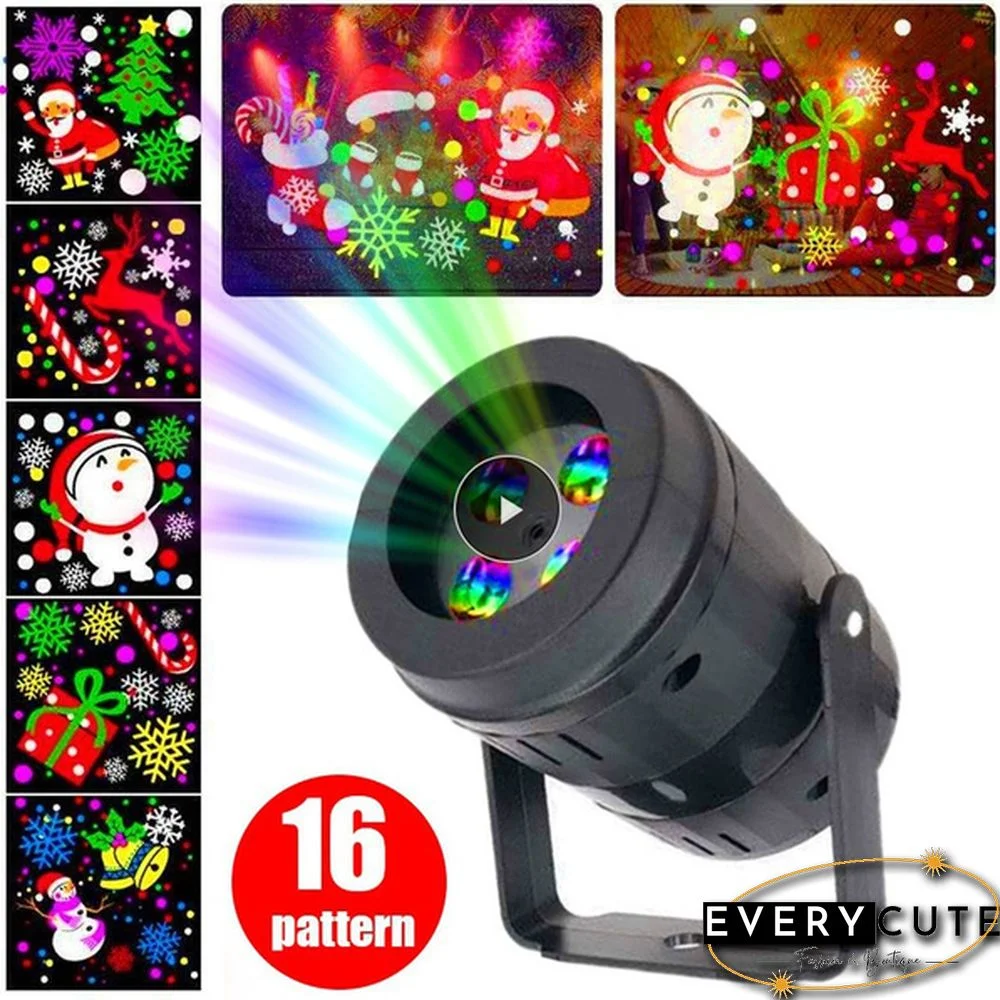 Newest Outdoor Indoor Waterproof Christmas Projection Lamp 16 pattern automatically rotate Laser Projector Light for Party Landscape Garden Halloween Christmas Xmas Decoration Gift