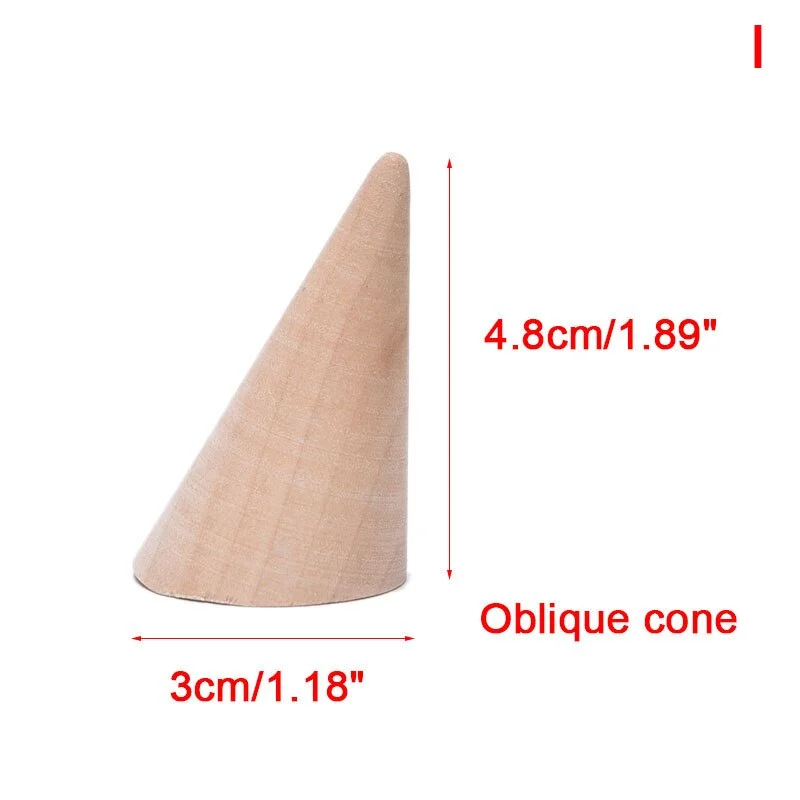 Vintage Natural Wood Cone Ring Holder Retail Stores Jewelry Display Stand Organizer Storage Rack