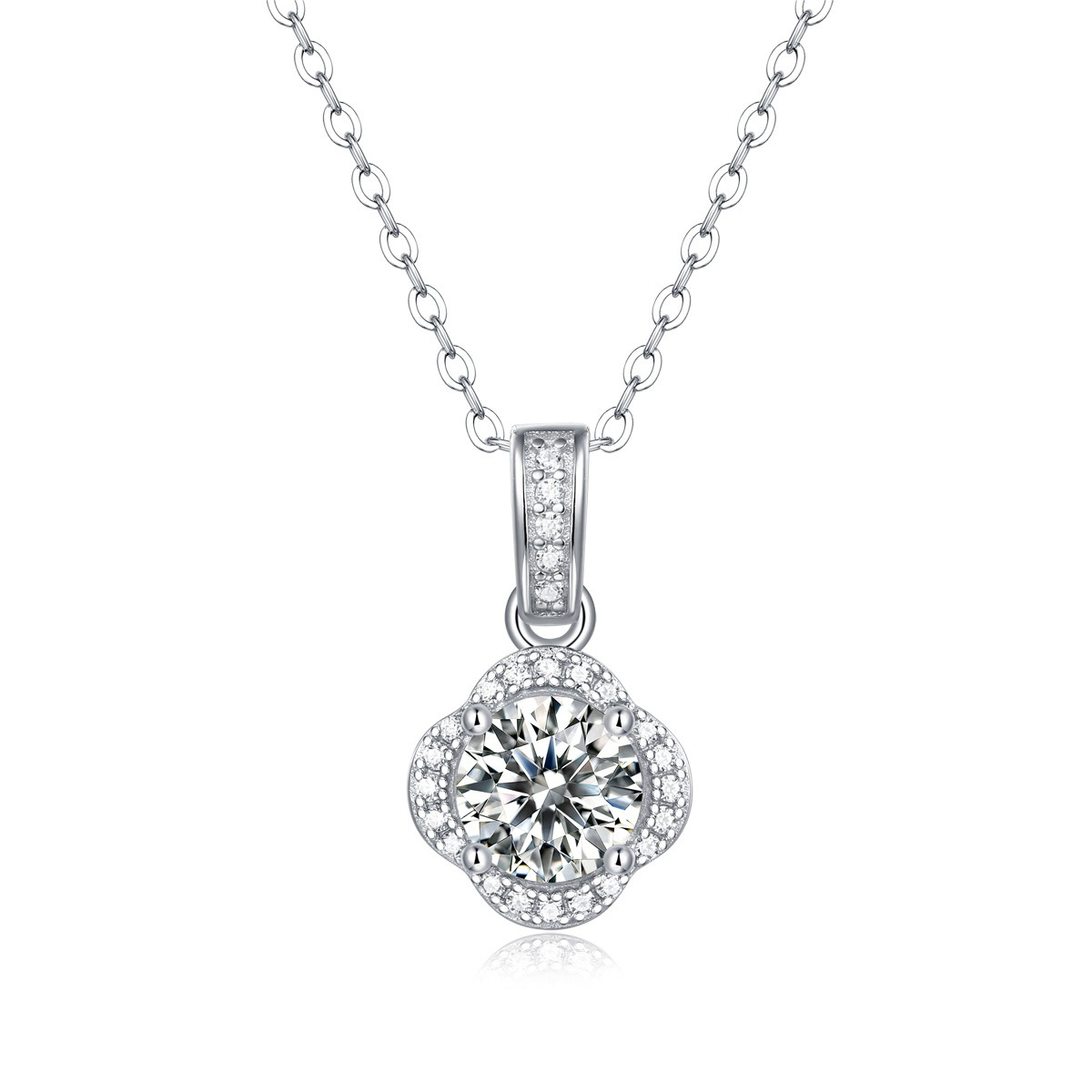  VVS D Moissanite Chokers Cherry Flower Women 925 Sterling Silver Pendant Necklaces Jewelry