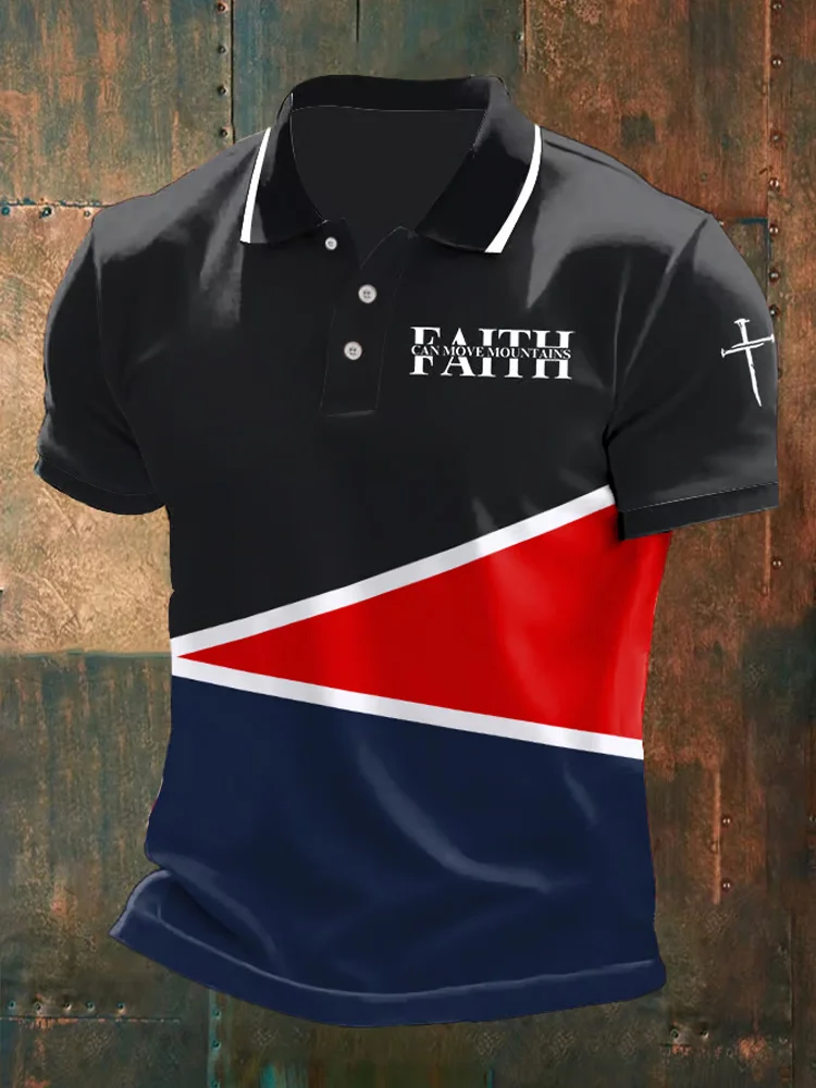 Simpfit Herren-Poloshirt mit Retro- und lässigem Faith-Print
