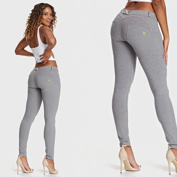 Pornhint Gray Cotton Push-Up Pants For Everyday Wear, Jeggings, Butt Lift Pants, Leggings, Shapewear, Gray Leggings, Elastane, Slim Wear