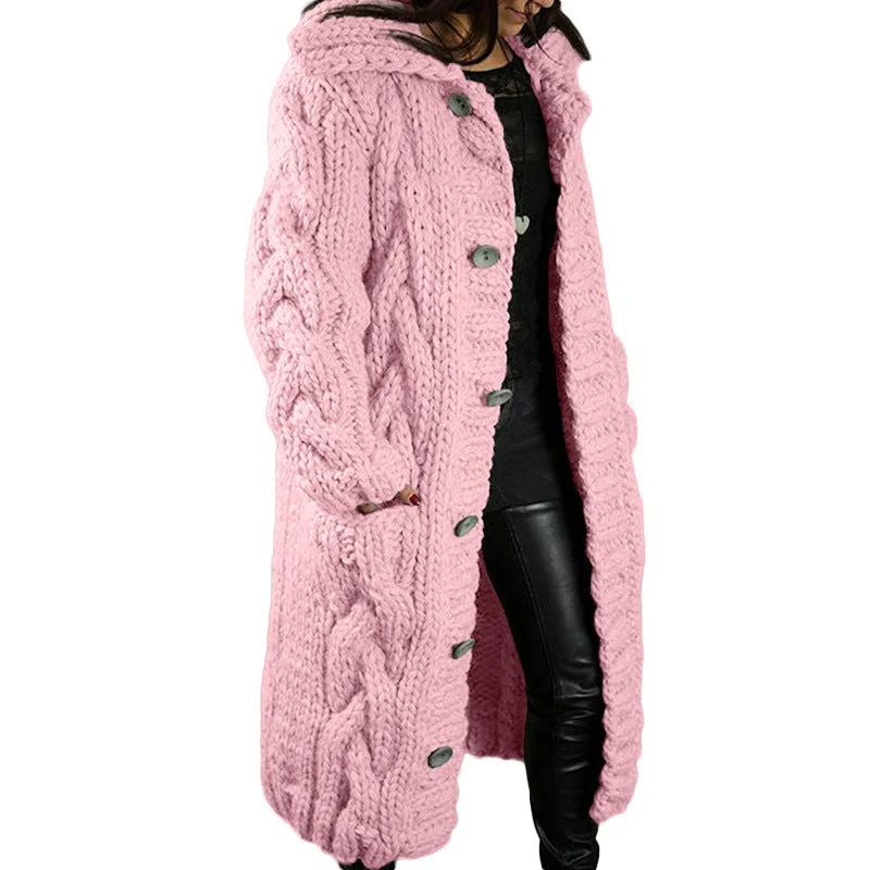 Brownm Neck Women's Oversized Sweater Coat Fashion Cardigan