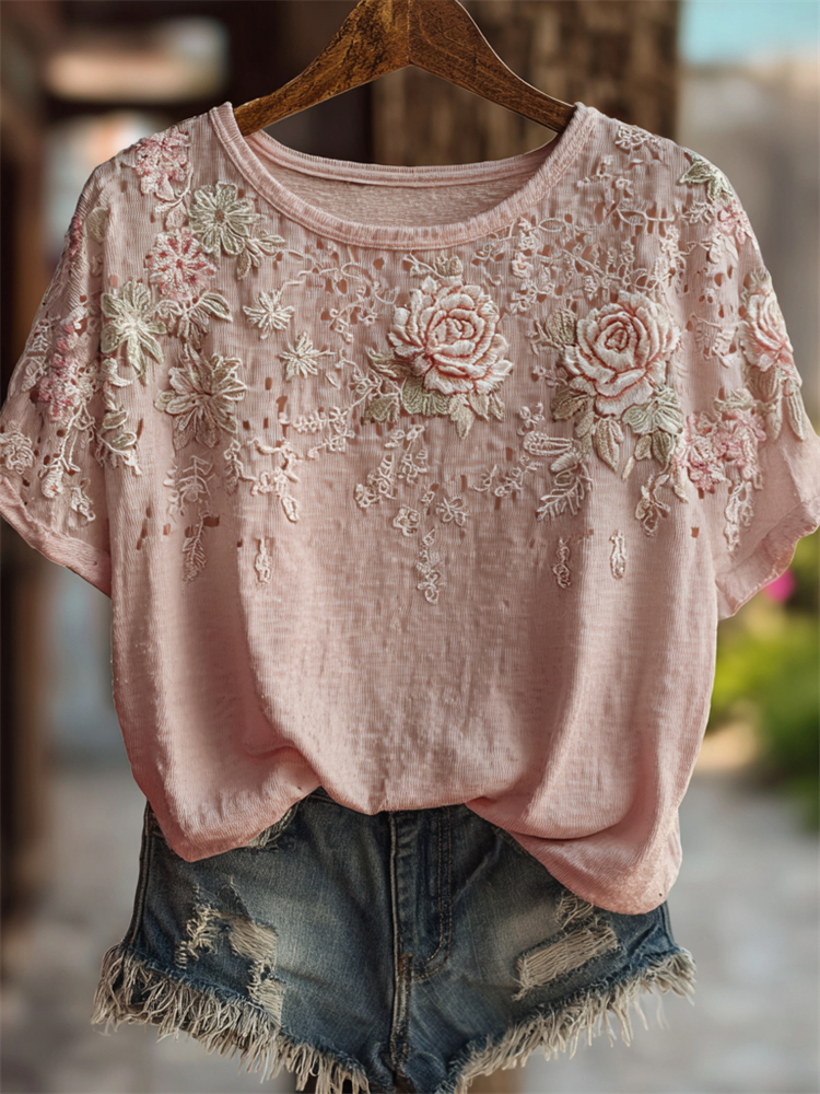 Vintage Classy Pink Roses Art Comfy T Shirt wearshes