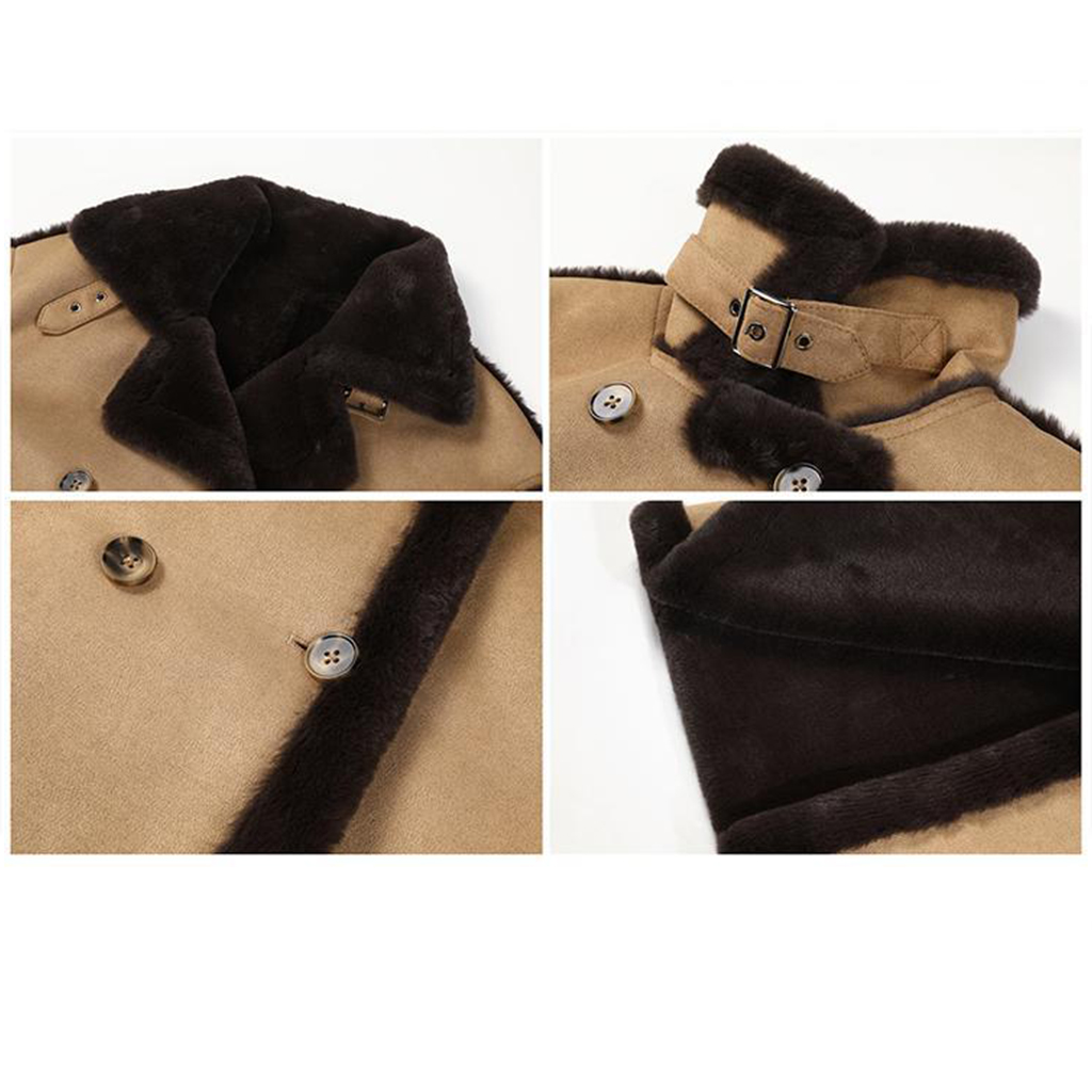 Women's Winter Lambswool Coat With Velvet And Thick Fur Mid-length