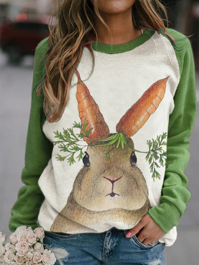Lovely Carrots Bunny Easter Printed Women's Sweatshirt