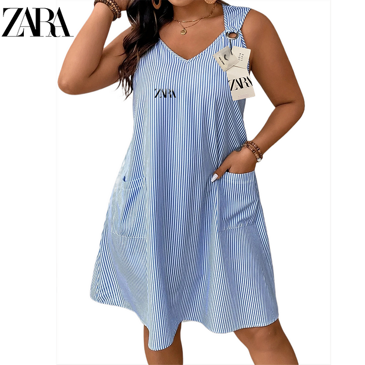 Dámské šaty s ramínky a boční kapsou @Zara