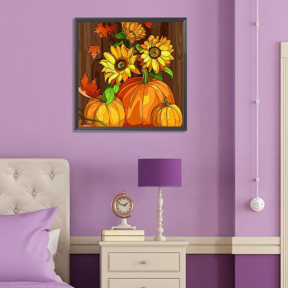 Full Round Diamond Painting 30*30cm - Pumpkin And Sunflower