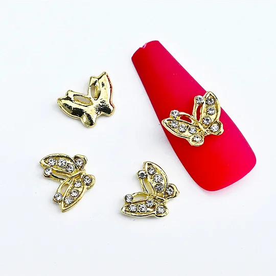 10PC Alloy Butterfly Zircon Nail Art Rhinestone 3D Gold Silver Shiny Diamond Nail ART Gems Butterfies Crystal Manicure Accessory | Cncures