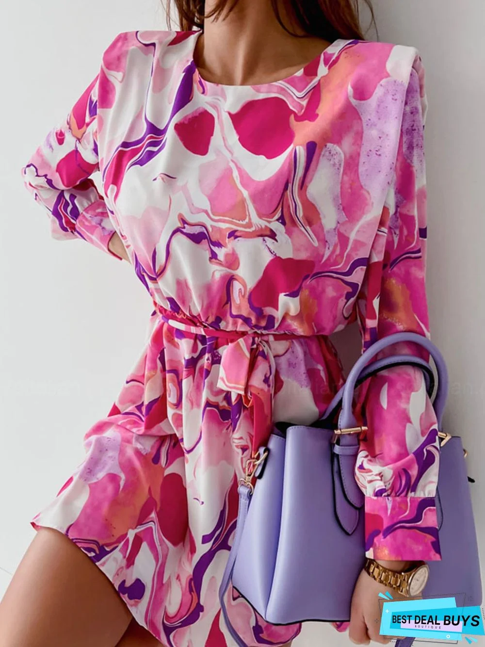 Loose Abstract Casual Crew Neck Dress