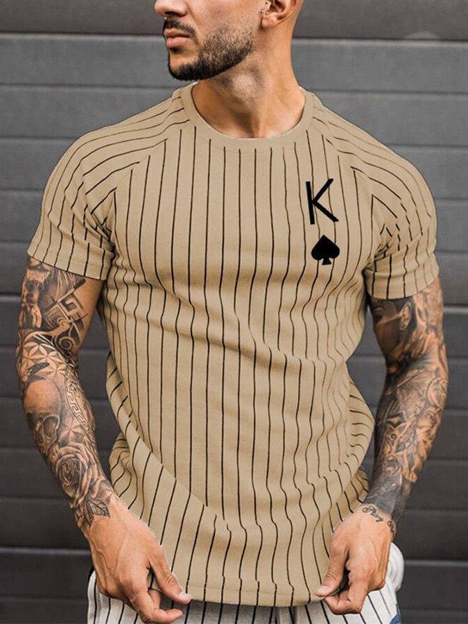 Casual Printed Colorblock Short Sleeve Tops
