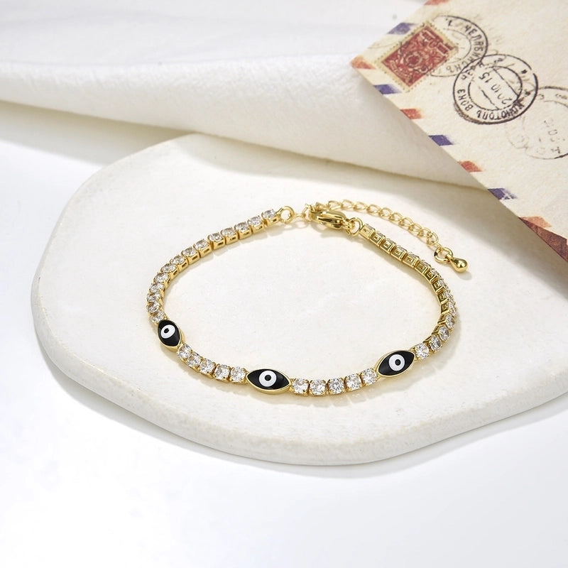 Retro Devil’s Eye Copper Inlay Zircon Bracelets 1 Piece