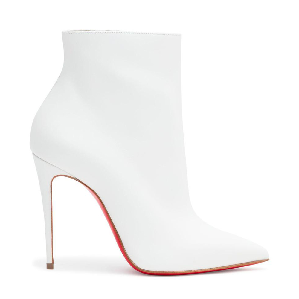 100mm Red Bottom Women's Closed Pointed Toe Stilettos Ankle Boots-MERUMOTE