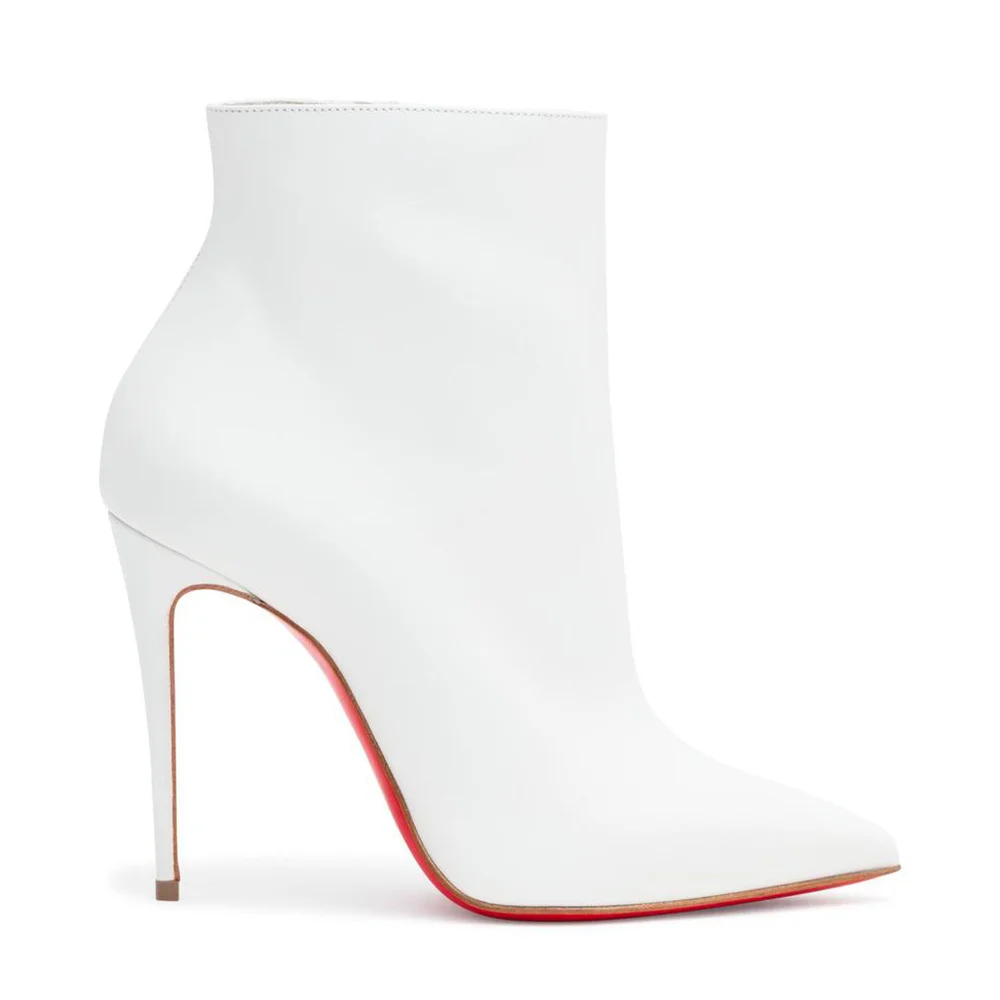 100mm Red Bottom Women's Closed Pointed Toe Stilettos Ankle Boots-MERUMOTE