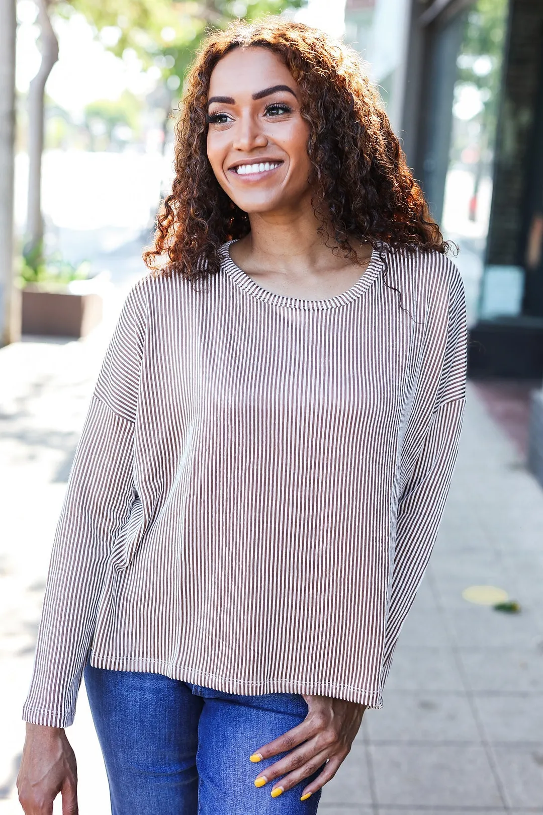 Hello beautiful Camel Rib Dolman Sweater Top