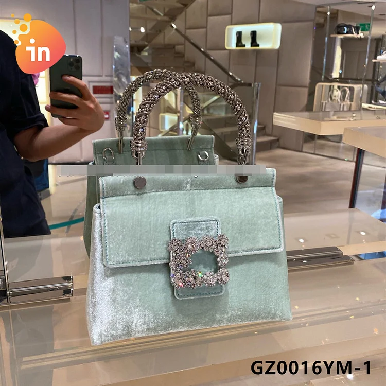 Fashion Women Designers Shoulder Handbag Clutch Bag Velvet Glitter Diamond Evening Bags-GZ0016YM