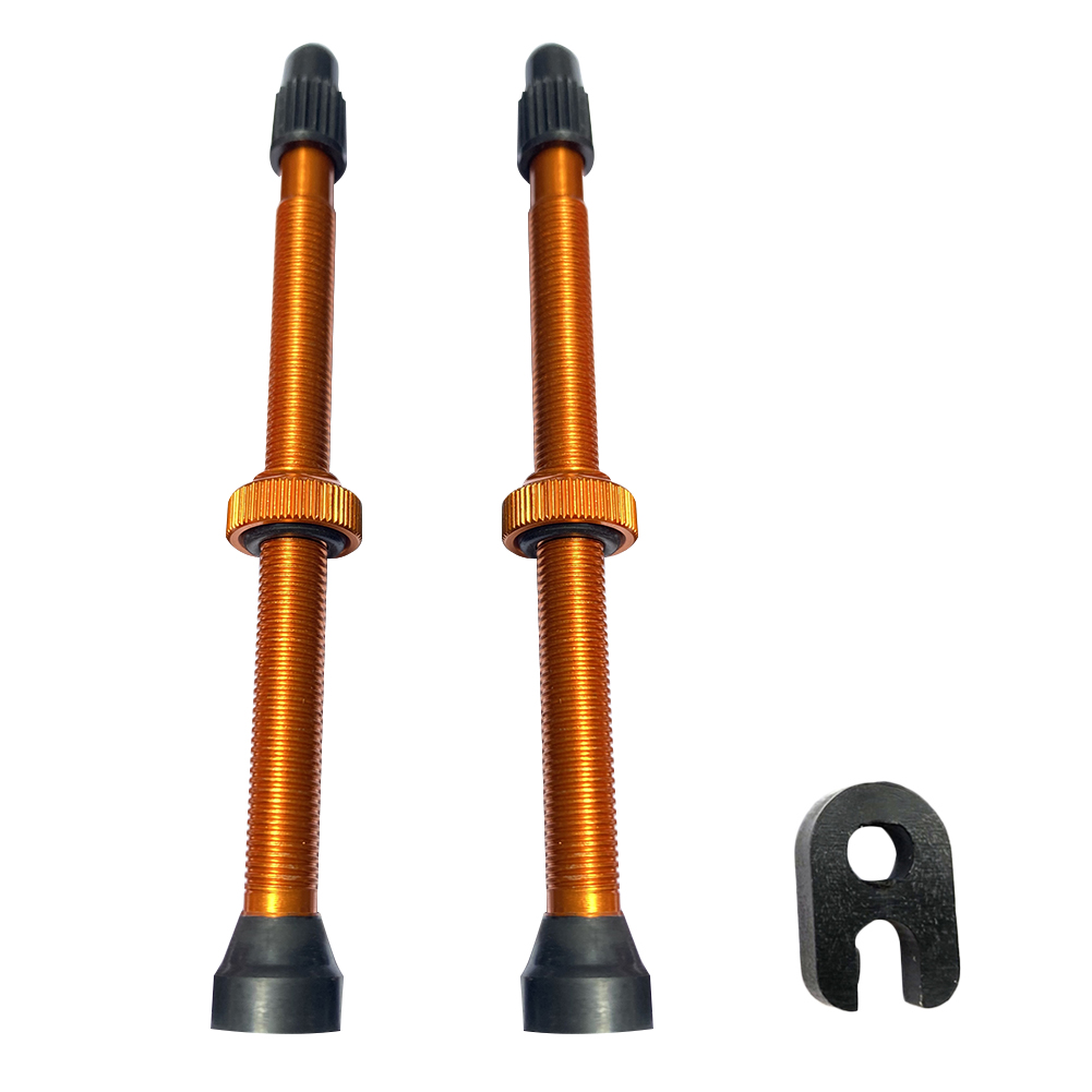 

2pcs Bicycle Tubeless Tire Presta Valve 94mm Tyre Gas Nozzle Core with Tool, Orange, 501 Original