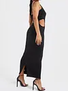 Irregular Clipping Bodycon Condole Belt Midi Dress