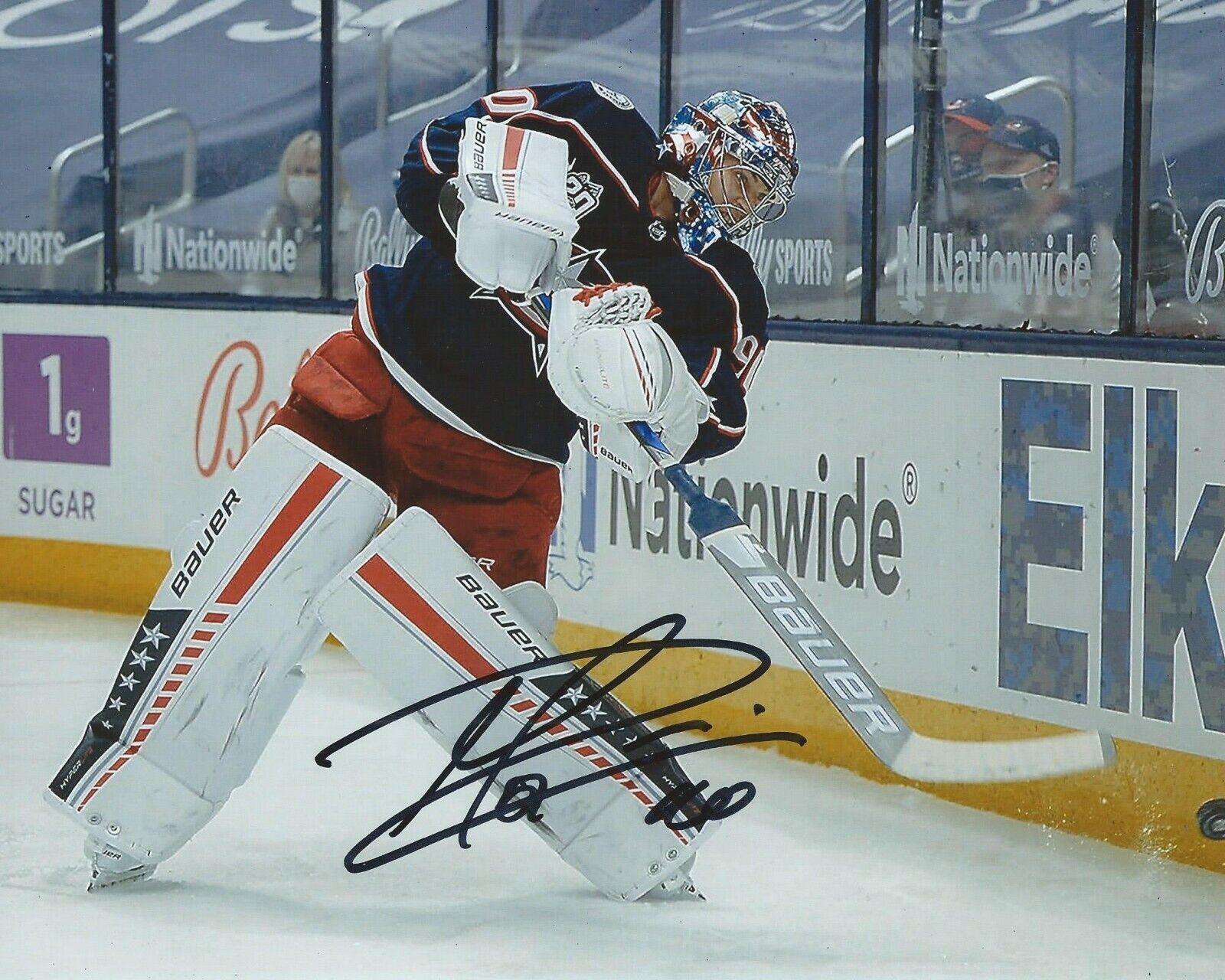 Elvis Merzlikins Signed 8x10 Photo Poster painting Columbus Blue Jackets Autographed COA