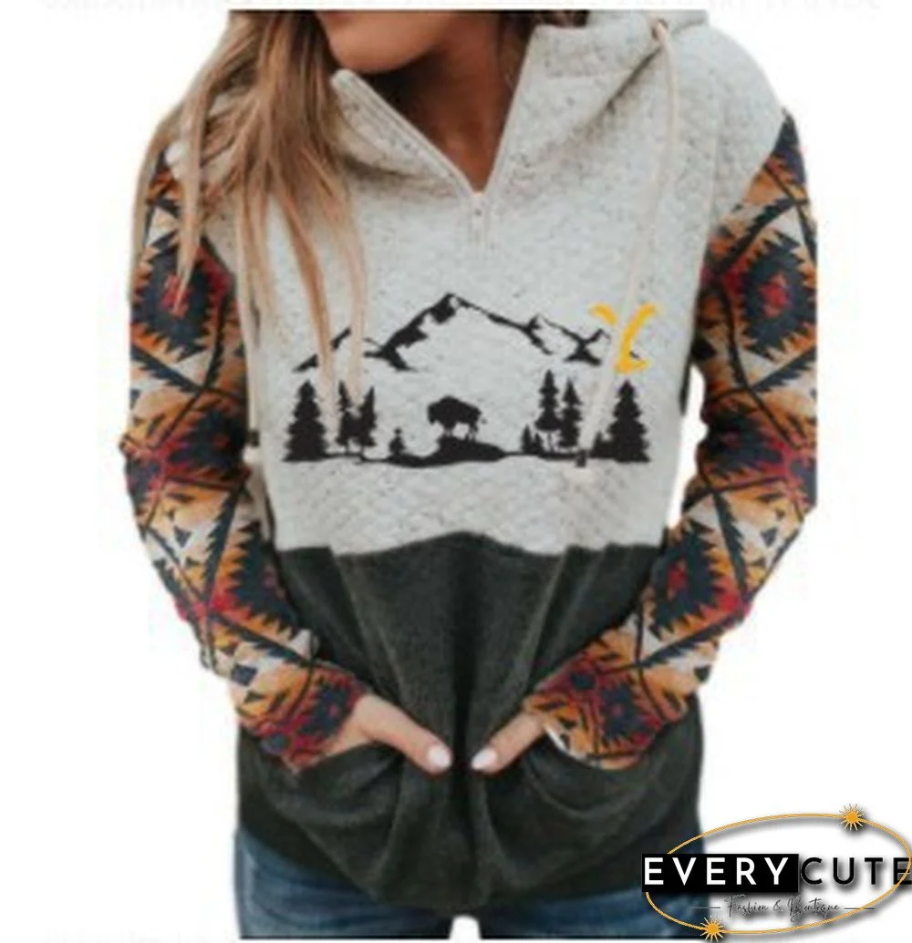 Morden Mandarin Collar Hooded Sweatshirt P13491