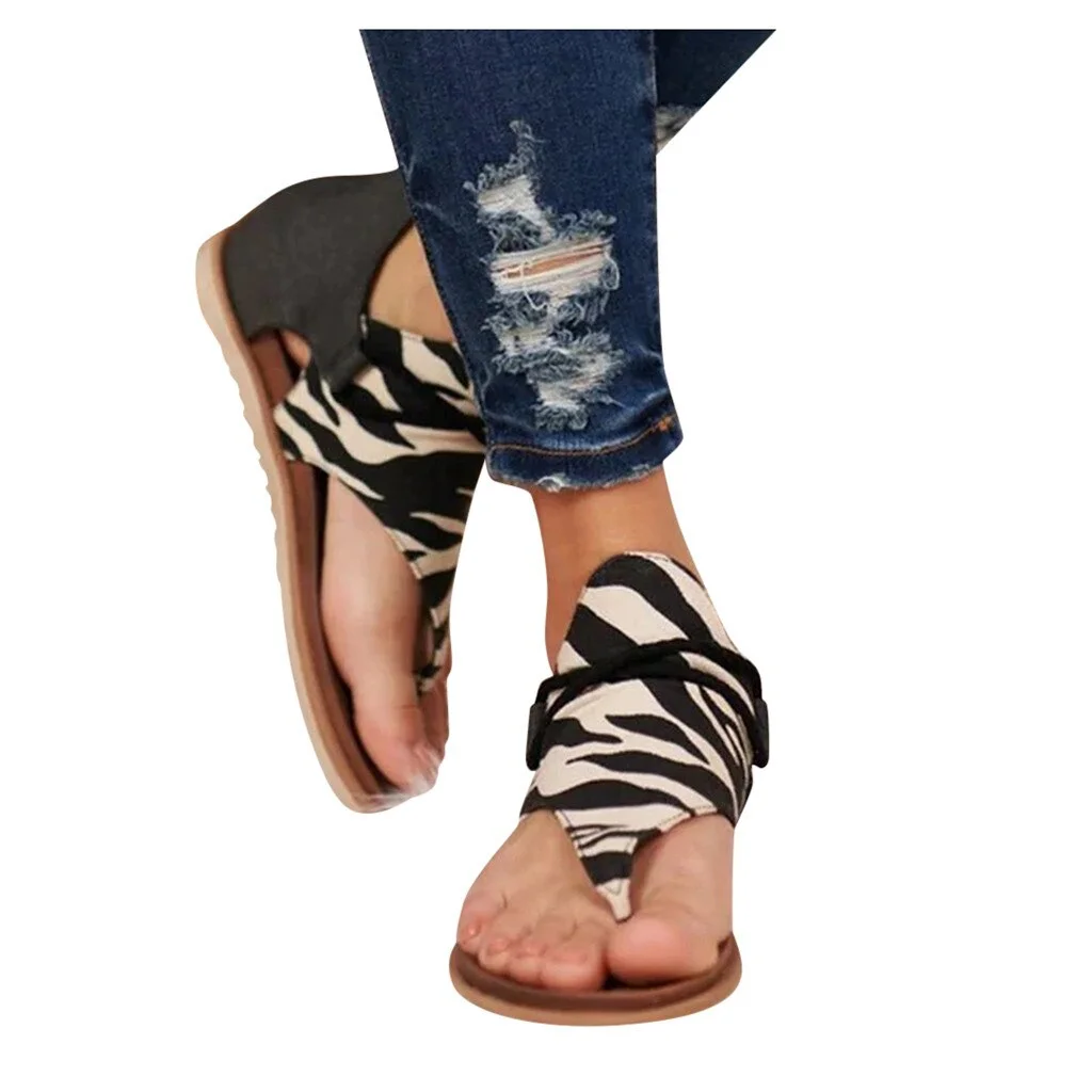 2020 Women Summer Sandals Flats Shoes Woman Bohemia Sandalias Sapato Feminino Zapatos De Mujer Casual Leopard Snake Zebra Shoe
