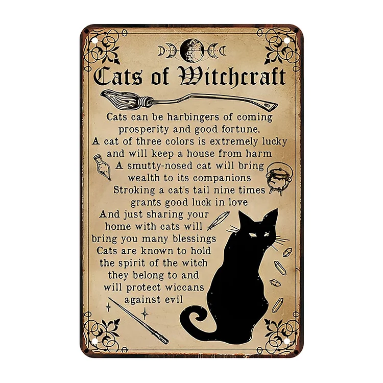 Cat - Cats Of Witchcraft Vintage Tin Signs/Wooden Signs - 7.9x11.8in & 11.8x15.7in