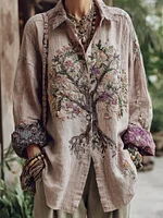 Women's Tribal Tree Of Life Casual Long Sleeve Shirt