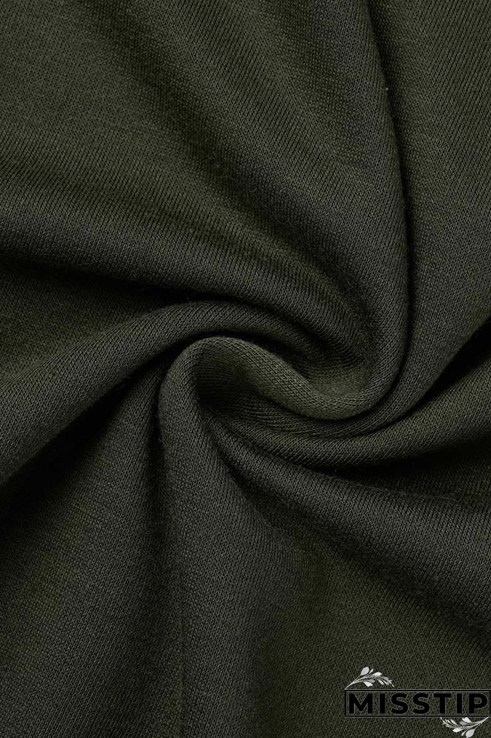 Army Green Casual Solid Patchwork O Neck Long Sleeve Two Pieces