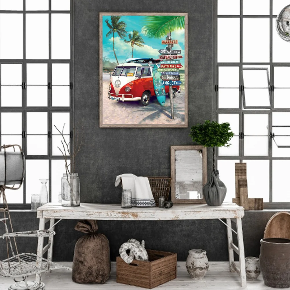 Diamond Painting - Full Round Drill - Beach Van