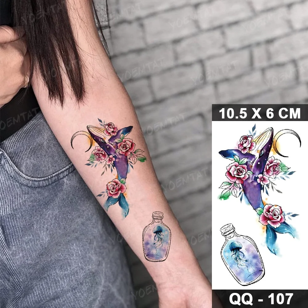 Transfer Temporary Tattoo Stickers Butterfly Flower Realistic Sexy Flash Tatoo Women Men Arm Waist Line Body Art Fake Tatto Cool