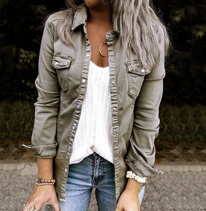 Medium Length Denim Jacket for Women