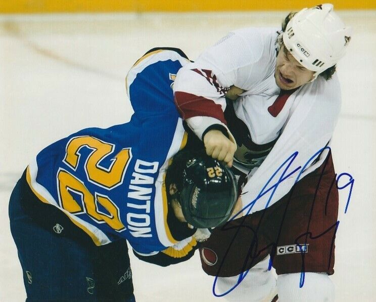 SHANE DOAN SIGNED PHOENIX COYOTES FIGHT 8x10 Photo Poster painting! ARIZONA Autograph PROOF