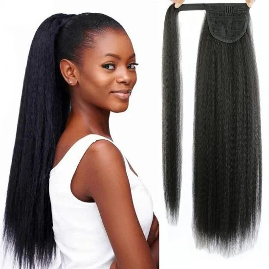  YVONNE 24inch Clip in Ponytail Extension Wrap Around Yaki Straight Hair Velcro synthetic ponytail