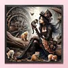 Girl With Cat-11CT Stamped Cross Stitch 50*50cm/19.69*19.69in