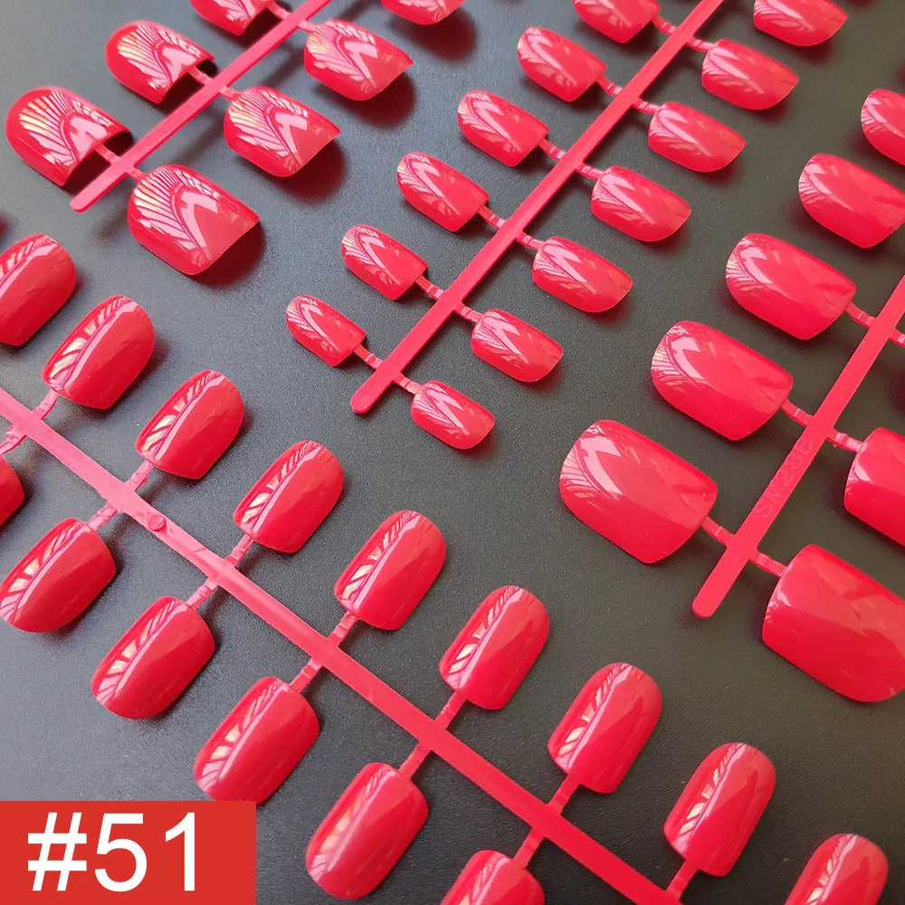 4 Sets/lot Mixed Colors False Nail Tips Short Full Cover Square Fake Nails Comfortable Multicolor Press On Nails Nail DIY-Nail Inspo