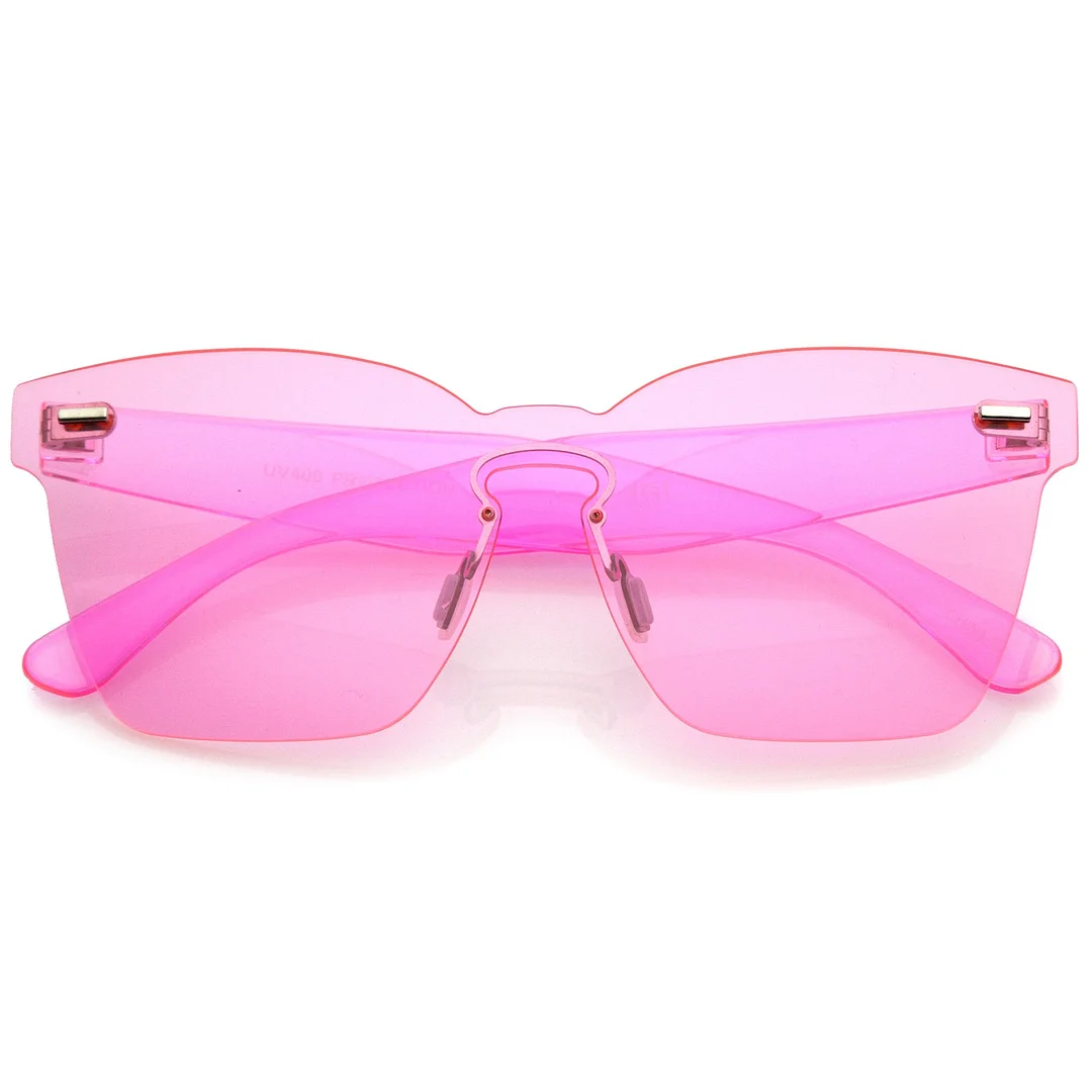 Oversize Rimless Keyhole Nose Bridge Mono Lens Horn Rimmed glasses 63mm