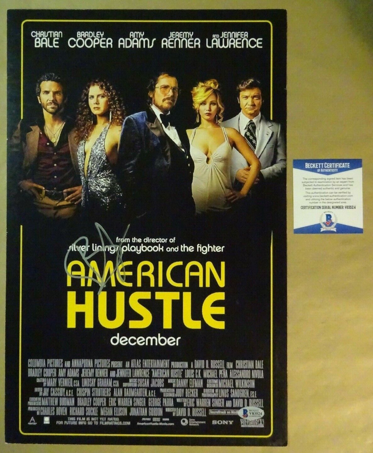 Signed BRADLEY COOPER Autographed AMERICAN HUSTLE 11x17