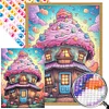 Diamond Painting-Round AB Drill Rainbow Mushroom House(45*60CM)