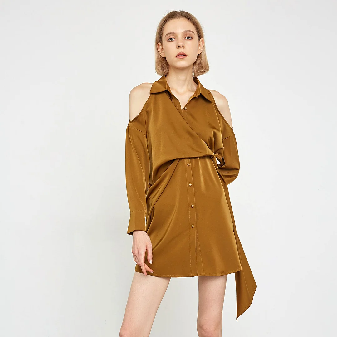 Berte Ivory Button-Up Mini Dress