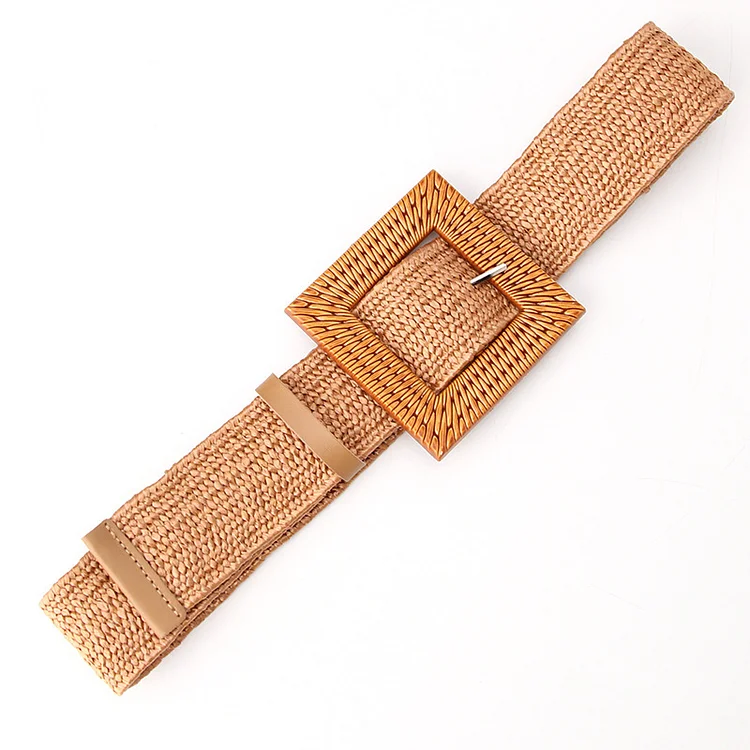 Woven Belt Wide Straw Waist Seal VangoghDress