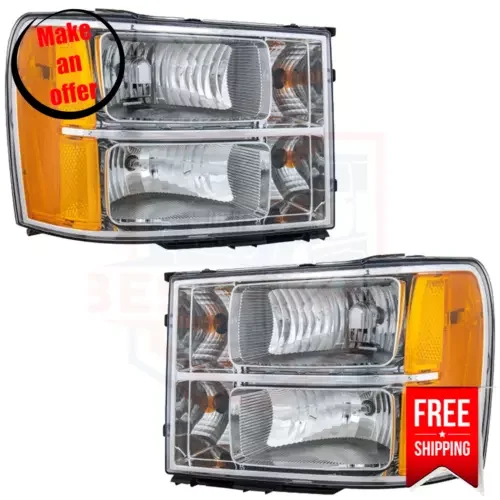Dronehint Headlight Set of 2 Left & Right for 2008-2014 GMC Sierra 2500 HD/Sierra 3500 HD (For: GMC) Parts