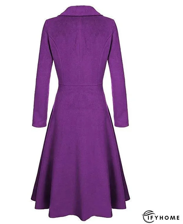 Women's Wool Blend Coat Winter Long Pea Coat Christmas Party Fall Lapel Overcoat Slim Fit Elegant & Luxurious Dress Jacket Long Sleeve Vintage Style White Black Purple Red | IFYHOME